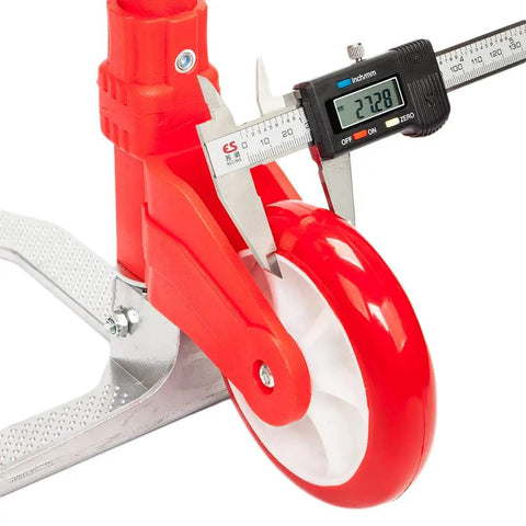 Close-up of the smooth rubber tire on the Slick Folding Hand Truck Dolly With 165 Lb Capacity And Telescoping Handle.