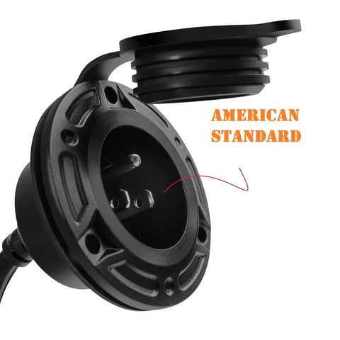No Sweat Waterproof Rv Shore Power Inlet With Integrated 16 Inch Extension Cord 15 Amp 125 Volt Ac Port Receptacle Box close-up view