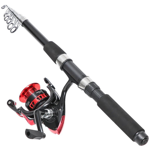 6.9ft Telescopic Fishing Rod Set 2 Pack With Carbon Fiber Poles 2 Spinning Reels Carrier Bag Freshwater Rod And Reel Combo