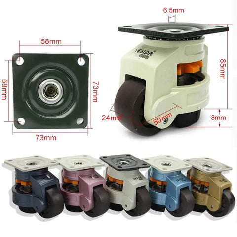 Smooth Rollin Heavy Duty Retractable Leveling Caster Wheels Top Shelf Swivel Furniture Casters, flat mount with various colors