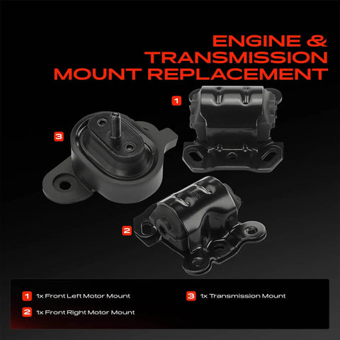 Heavy Duty Engine Motor Mount And Transmission Mount Kit Set Of 3 For Chevy Astro Gmc Safari 1994 2005 showing three mounts view.