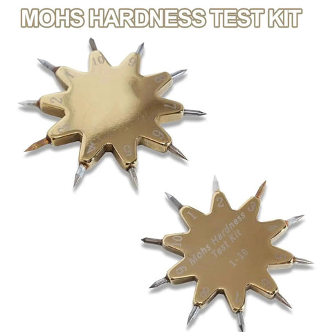 Pro Grade Mohs Hardness Test Kit With 1 To 10 Scratch Testers And Gold Ten Point Star Grip For Easy Identification Of Gemstones Jade Jewelry And Rocks Durable Picks For Quick Accurate Mineral Testing At Home Or In The Lab.