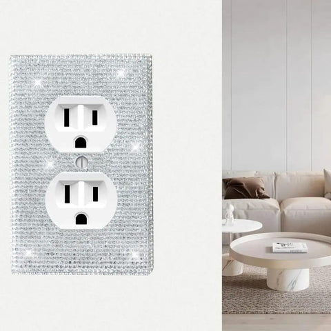 Shiny Rhinestones Wall Plates Bling Light Switch Covers Four Piece White Outlet Covers Decorative Wall Plate Wall Socket Cover
