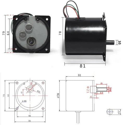 High Torque Permanent Magnet Synchronous Motor 40W 110V 220V CW CCW Low Speed Gear Motor For RC Cars Escooters And Small Appliances diagram