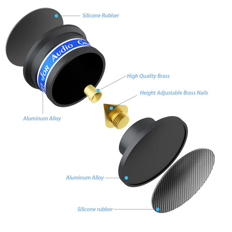 Audiophile Speaker Isolation Spikes Aluminum Record Player Shock Absorber Floor Protector Mat Anti Vibration Pads For Subwoofer Non Slip LP Vinyl Turntable Base
