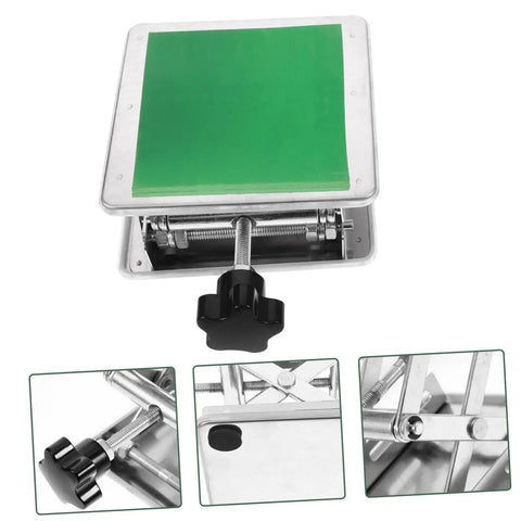 Heavy Duty Laboratory Lifting Platform Stand With Rock Solid Bearing Capacity And Zero Hassle Manual Control Built Tough Stainless Steel Base showing green surface and manual crank.