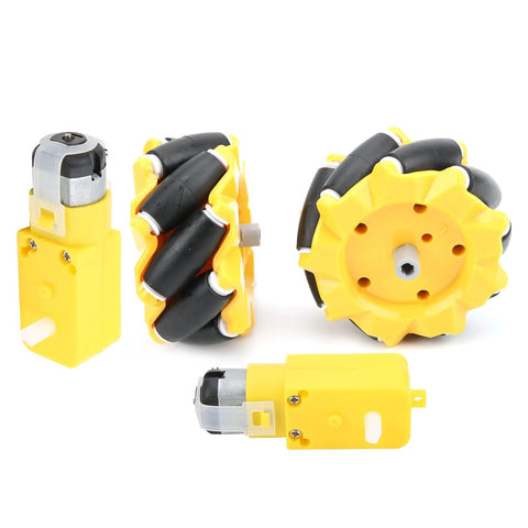 DIY Mecanum Wheel Robot Car 80mm yellow and black rubber TT motor components for robotics