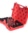 27 Piece Impact Socket Set With Three Quarter Inch Drive Includes Metric And SAE Sockets, Drop Forged Cr-V Steel, in red case