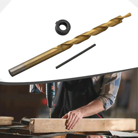 Hss Step Drill Bit Kit With Round Shank For Pocket Hole Jig Guide 9 Or 9 5Mm Wood Punching Tool, 175mm HSS steel