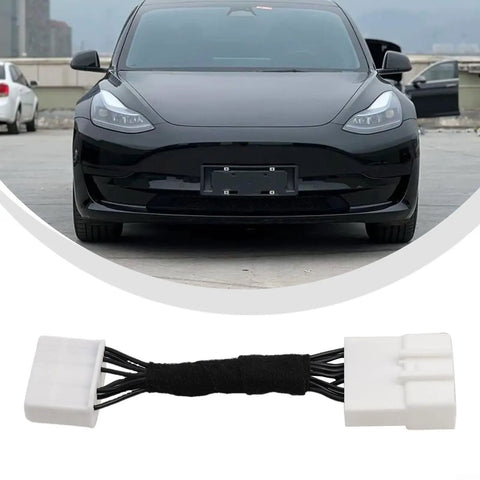 Top Shelf Charging Port Module Wiring Harness For Tesla Model 3 And Model Y 2017 To 2023 with black protective wrap and connectors.