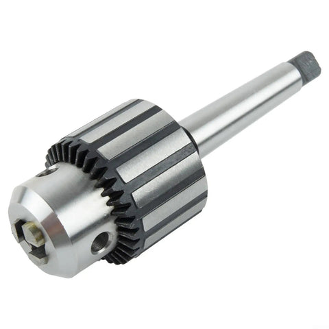Heavy Duty Drill Chuck One Thirty Second To Five Eighth Inch With MT2 JT3 Shank Keyed For Drill Press And Lathe Spindles Hardened Jaws For Balanced Clamping Built To Last Metalworking Tool Holding Accessory With A Secure Grip That Will Not Slip. keyed drill chuck with MT2 JT3 shank