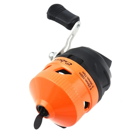 Spincast Fishing Reel For Beginners With Right Hand Retrieve Easy Push Button Casting Pre Wound Nylon Line Durable Orange Design