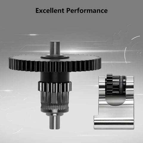 Beefed Up Hardened Steel Extruder Gear With Integrated Shaft For 5M And 5M Pro shown with gear detail and nano coating