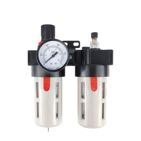 Pneumatic Filter Regulator Duplex With Automatic Drain For Air Compressors Tough As Nails FRL Combo With Copper Filter Easy Install