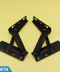 Two Pack 80 Degree Bench Seat Hinge Foldable Lifting Bracket Heavy Duty Black Spring Hinges for Toy Boxes and Furniture