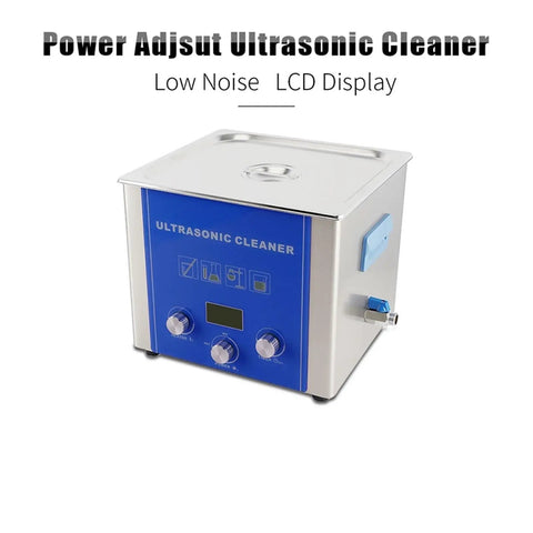 10L Ultrasonic Cleaner Bath With Heat And Degas Features, stainless steel unit with LCD display for medical and jewelry cleaning.