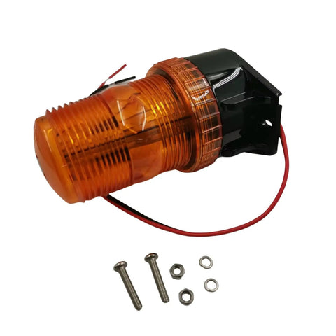 Heavy Duty LED Amber Strobe Beacon Light Straight Bolt On Replacement For Genie Lift Models Gr-08 Gr-12 Gr-15 Gs-1530 Gs-1930 with mounting hardware.