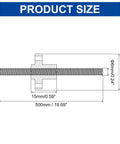 Technical diagram of Two Pack 500mm TR6X1 Lead Screw With Brass Nut 1mm Pitch, showing precise measurements and dimensions.