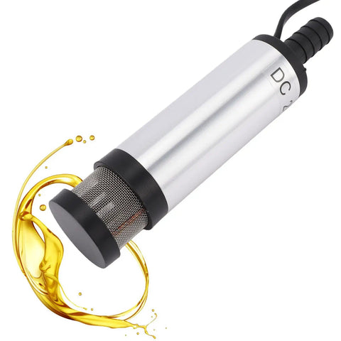 Hilitand 24V Electric Submersible Pump For Diesel Fuel And Water Transfer With Extended Filter Screen, stainless steel construction, fluid extraction.