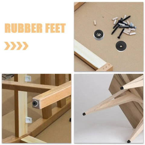 30 Pack Non Slip Rubber Feet Pads With Stainless Steel Protection For Cutting Boards Chairs Tables And Home Surfaces Tough Wear Resistant Anti Skid Furniture Pads To Keep Surfaces Scratch Free, shown in use on various furniture.