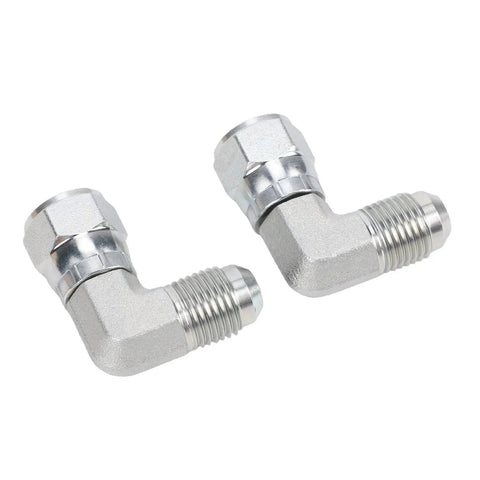 Top Shelf 90 Degree Hydraulic Fittings Rock Solid Three Eighths Inch Elbow Adapter Kit 2 Pieces, carbon steel