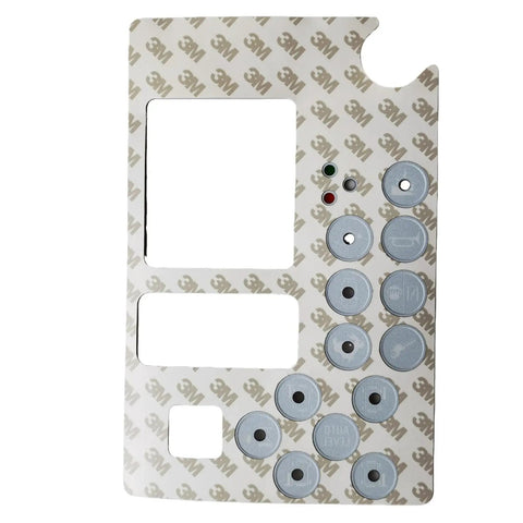 Top Shelf Heavy Duty Replacement Decal For Genie Scissor Lift Platform Control Panel 82417 82417GT showing label layout and button cutouts.