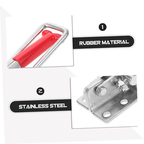 Built Tough Rubber T Handle Draw Latch with red rubber handle and stainless steel mechanism for durability.