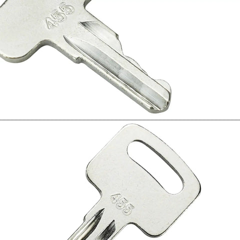 Close-up of Workhorse Heavy Duty Ignition Keys For Forklifts And Scissor Lifts No Drama Replacement Gear 455 key design.