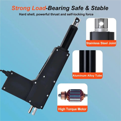 Rugged Electric Linear Actuator 8000N Dual Voltage 12V 24V Heavy Duty Lift Motor with aluminum tube and stainless steel joint