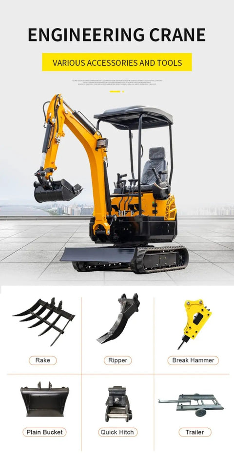 Compact Hydraulic Mini Excavator For Farm Work And Landscaping Small Crawler Digger with compatible attachments