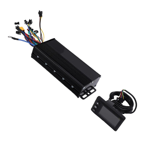 Electric Bike Controller Kit With 3 Mode Sine Wave Brushless Motor Control Panel For LCD Display, shown with wires and display.