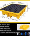 Stackable Oil Drum Spill Containment Pallet With Drain Platform For Heavy Duty Industrial Spill Cleanup Nestable Detachable Grating Durable Polyethylene Tray For Quick Safe Waste Management 130x110x30cm diagram
