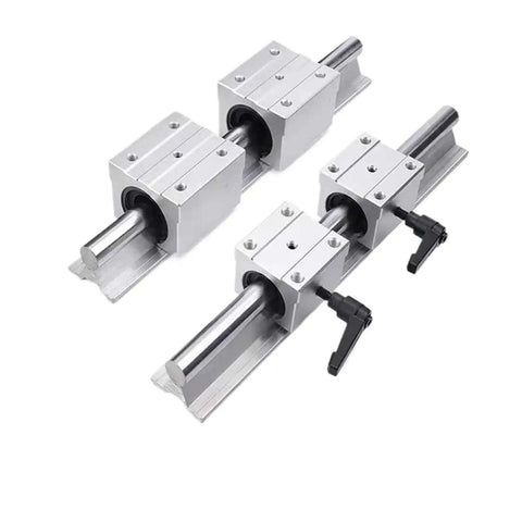 Top Notch High Precision Linear Guide Rail Kit With 4pcs SBR16UU Bearing Blocks And 2pcs SBR16 Rails Perfect Smooth Motion For Your DIY CNC And 3D Printer Projects Made From Quality Steel, 4 bearing blocks on steel rails