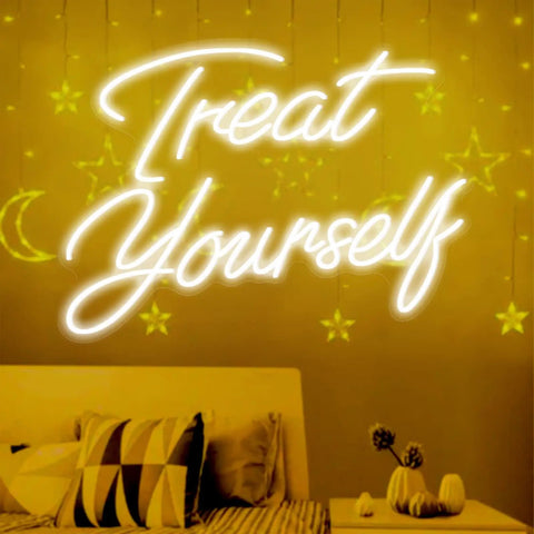 Treat Yourself Neon LED Light For Walls, Custom Neon Light Signs For Bedroom Decor, Colorful Neon Art For Any Age Kids Room