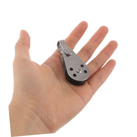 Stainless Steel Pulley Block Set For Kayak And Sailboat Ropes, 4 Pack Heavy Duty Pulleys With Bearing Wheels in hand