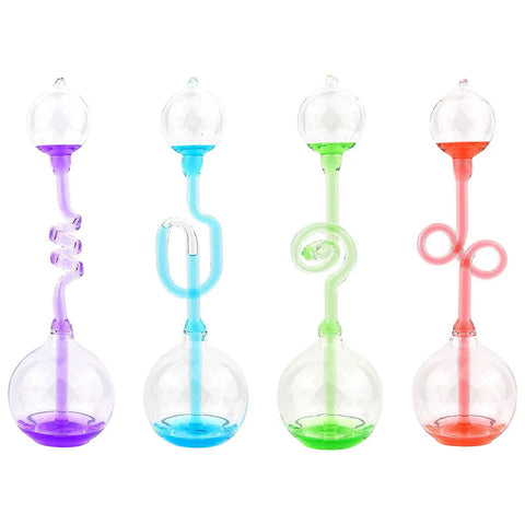 Glass Hand Boiler Science Toy Set 4 Pack For Kids, Hands On Heat Transfer Demonstration, Spiral Thermometer Glassware, multi-colored designs