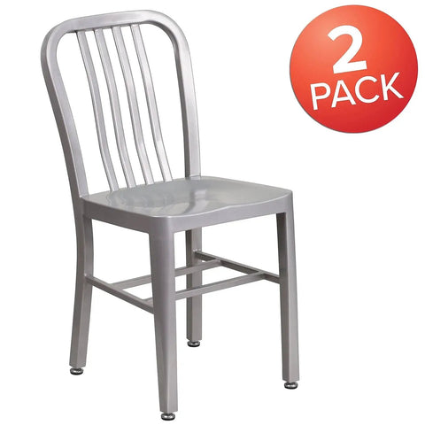 Gael Indoor Outdoor Modern Metal Dining Chairs Set of 2 For Restaurants and Homes, Commercial-Grade Galvanized Steel Seating