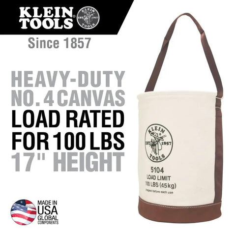 Heavy Duty Canvas Bucket With Leather Bottom, 12 Inch Diameter, 1 Pocket, 100 Pound Load Rated Utility Bucket Built Tough For Pros And DIYers
