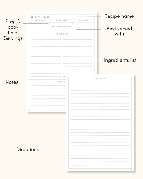 Blank Recipe Book To Write Your Own Recipes For Family Keepsakes Durable Hardcover Cookbook Journal interior pages view