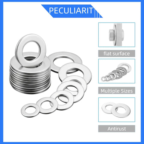 304 Stainless Steel Fender And Lock Washers Set For Screws And Bolts, Half Inch Inner Diameter, 0.89 Inch Outer Diameter, 0.08 Inch Thick