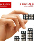 Top Shelf 12 Circuit Screw Terminal Junction Block With Barrier Strips Rated 300 Volts 20 Amps, multiple sizes in hand.