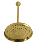 Shower Scape 10 Inch Round Raindrop Brass Shower Head With 17 Inch Ceiling Mount Arm In Antique Brass Finish, Rainfall Style