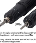 Close-up view of 5mm chuck on Electric Screwdriver Set With Adjustable Torque 5mm Chuck 110 220V Interchangeable Bits Ergonomic Anti Slip Handle One Key Forward And Reverse Handy DIY Drill Tool For Home Improvement And Projects.