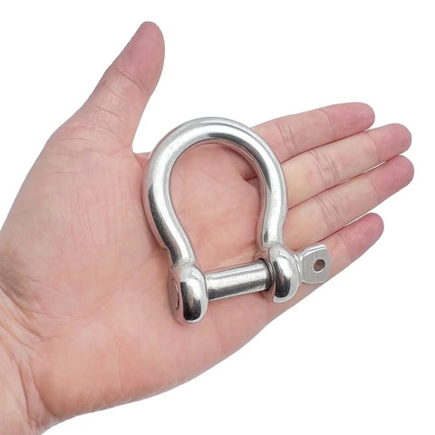 Beefy Heavy Duty Half Inch Screw Pin Anchor Shackle Set 304 Stainless Steel 12mm Bolt Pin Shackles in hand for size reference