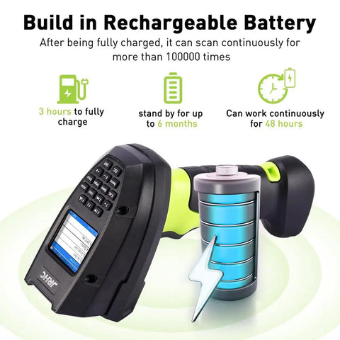 2D Wireless Barcode Scanner For Inventory And Data Collection Pocket Handy 3 In 1 Scanner with rechargeable battery and LCD screen