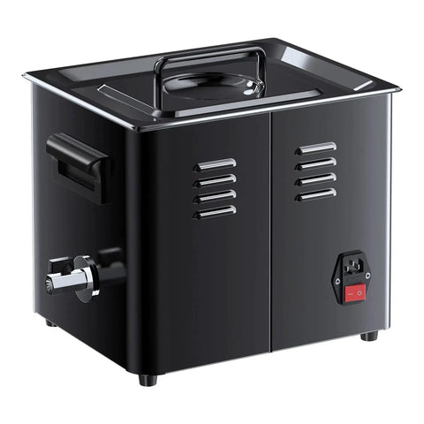 Pro Ultrasonic Cleaner Machine 10L Tub Tank With Digital Heater Timer Knob Control with side view and handle.
