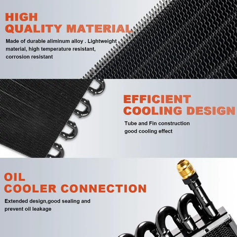 Half Inch Transmission Cooler Kit With Aluminum Tube And Fin 16 Pass Universal Oil Cooler closeup showing material and design