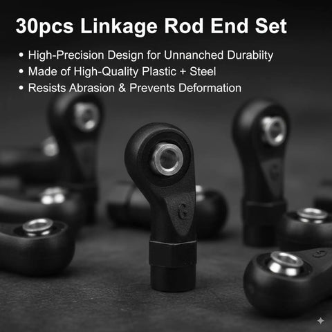 Traxxas 30 Pcs RC Linkage Rod Ends For One Tenth Scale TRX-4 Crawler Upgrade, high precision M4 ball joint heads, plastic and steel