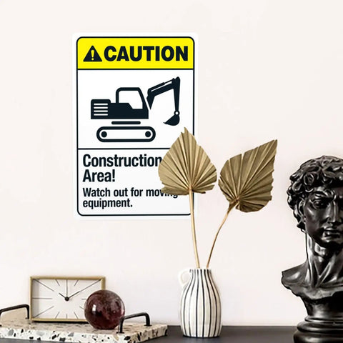 Construction Site Warning Sign 8x12 Aluminum Metal Wall Sign Custom Notice For Watch Moving Equipment Safety Caution Sign for home