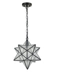 14 Inch Star Pendant Light With Seeded Glass Shade, Adjustable Hanging Chain, Dimmable Ceiling Fixture For Kitchen, Bedroom, Or Dining Area